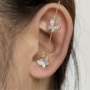Elegant Gold Butterfly Ear Pin